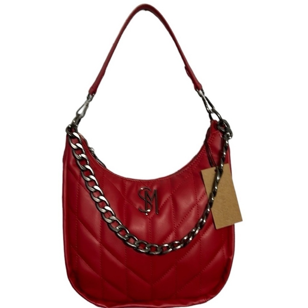 ❤️NWT-Steve Madden Quilted Leather Chain
Strap Chevy Red Shoulder Bag Purse❤️